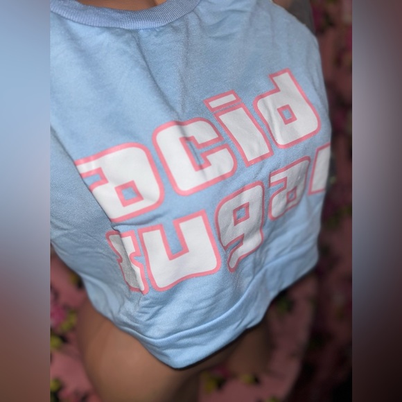 Acid Sugar sweatshirt irridescent hologram crop top kawaii rave burning man G2 - Picture 6 of 11